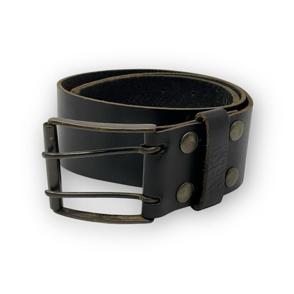 Cowboys Belt Brown Brass Double Hole Genuine Leather Belt Unisex Size 34 Waist